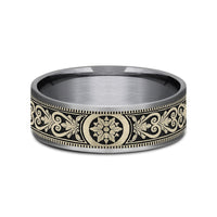 The Portal Men's Wedding Band in Grey Tantalum and 14K Yellow Gold - 7.5mm Width by Ammara Stone