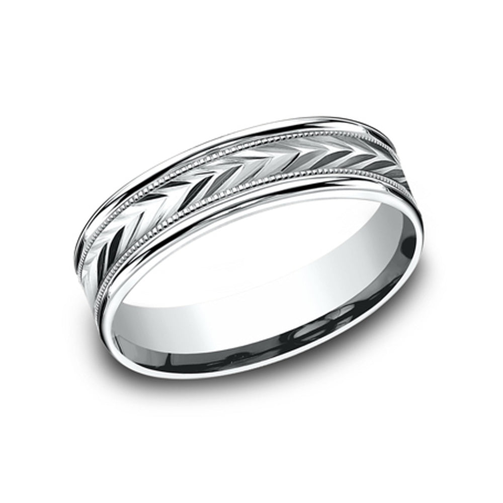 The Primor Men's Wedding Band in 14K White Gold - 6mm Width by Benchmark