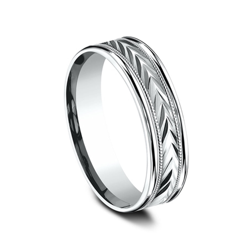 The Primor Men's Wedding Band in 14K White Gold - 6mm Width by Benchmark
