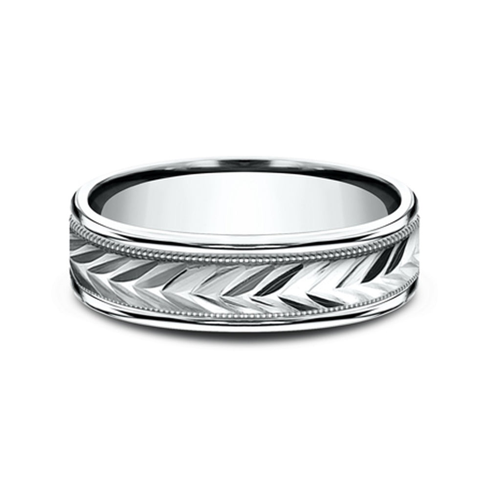 The Primor Men's Wedding Band in 14K White Gold - 6mm Width by Benchmark