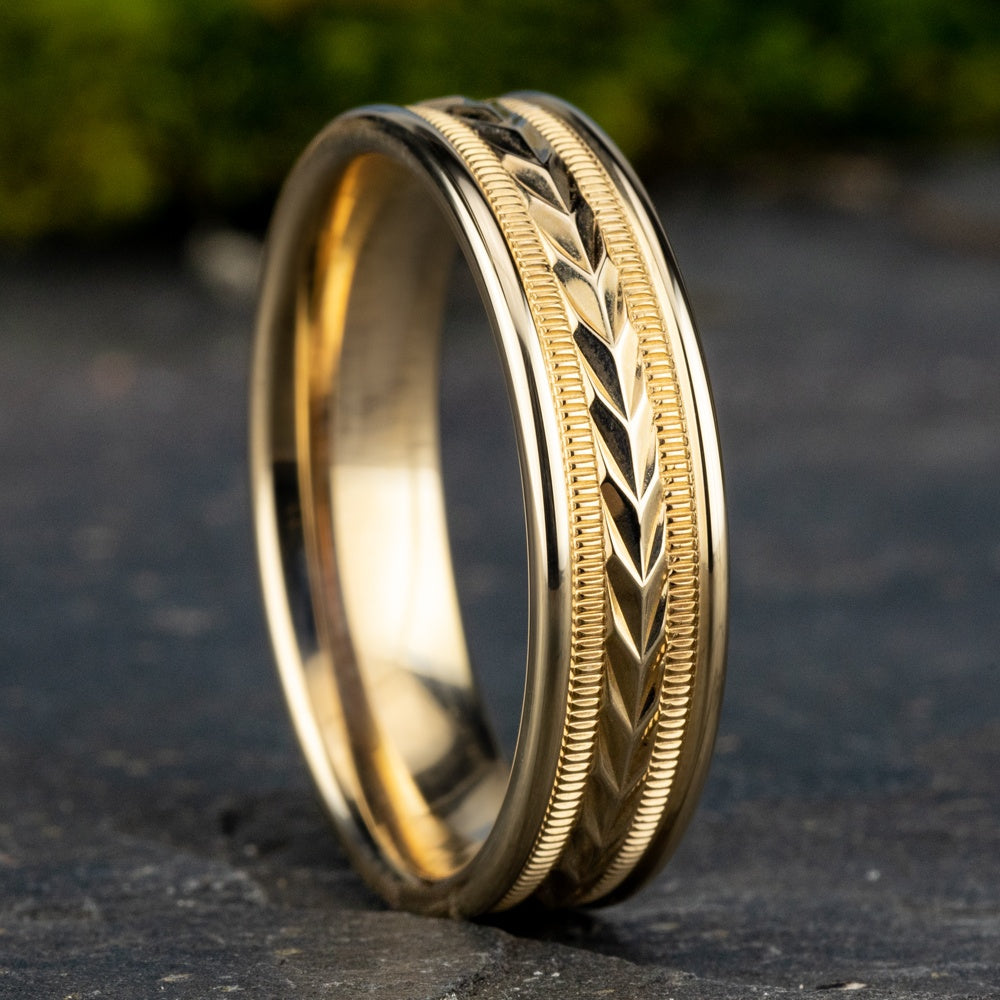 The Primor Men's Wedding Band in 14K Yellow Gold - 6mm Width by Benchmark