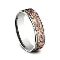The Prince Men's Wedding Band in 14K White and Rose Gold - 6.5mm Width by Benchmark