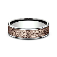 The Prince Men's Wedding Band in 14K White and Rose Gold - 6.5mm Width by Benchmark