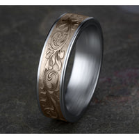 The Prince Men's Wedding Band in 14K White and Rose Gold - 6.5mm Width by Benchmark