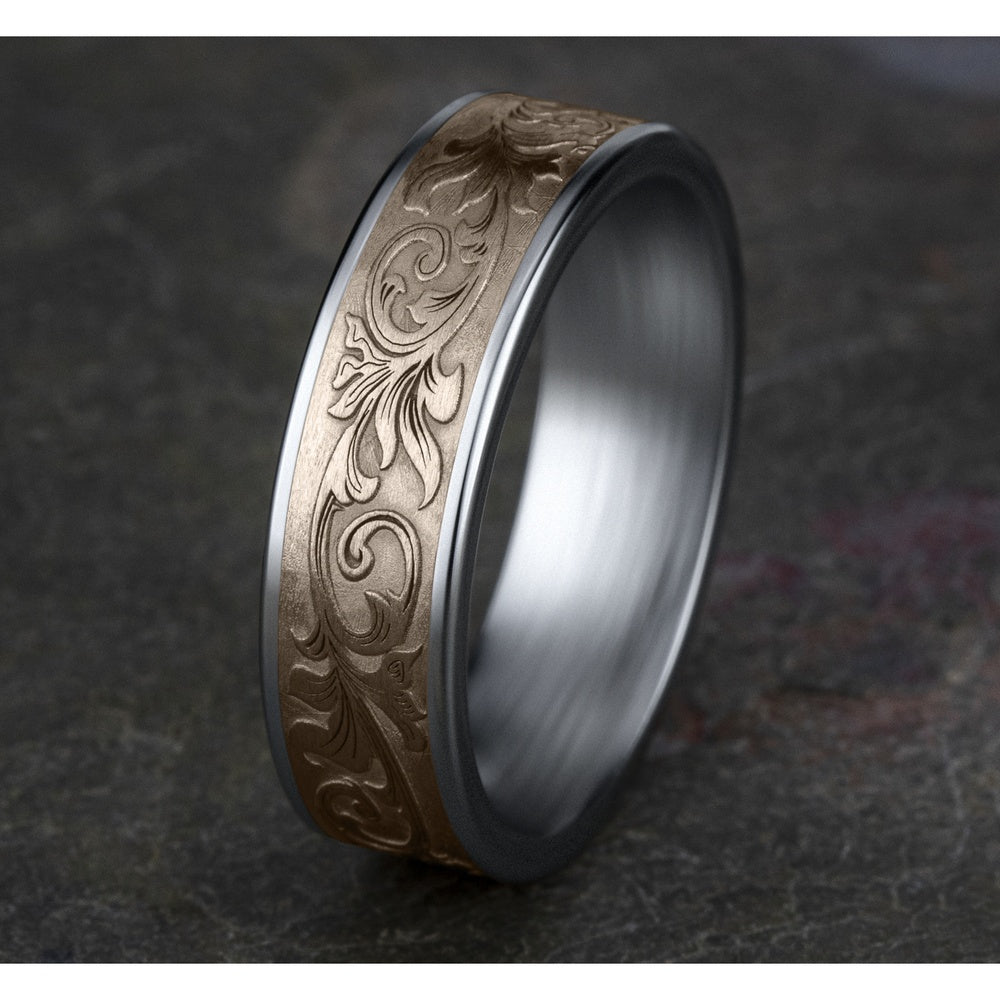 The Prince Men's Wedding Band in 14K White and Rose Gold - 6.5mm Width by Benchmark