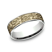The Prince Men's Wedding Band in 14K White and Yellow Gold - 6.5mm Width by Benchmark