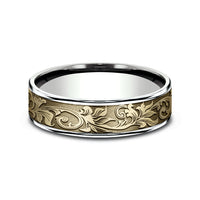 The Prince Men's Wedding Band in 14K White and Yellow Gold - 6.5mm Width by Benchmark
