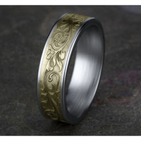 The Prince Men's Wedding Band in 14K White and Yellow Gold - 6.5mm Width by Benchmark