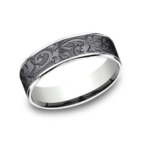 The Prince Men's Wedding Band in 14K White Gold and Tantalum - 6.5mm Width by Ammara Stone