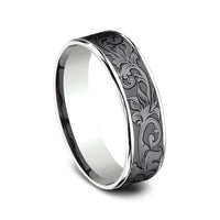 The Prince Men's Wedding Band in 14K White Gold and Tantalum - 6.5mm Width by Ammara Stone