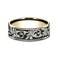 The Prince Men's Wedding Band in 14K Yellow Gold and Grey/Black Titanium - 7.5mm Width by Ammara Stone