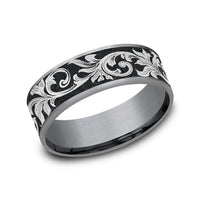 The Prince Men's Wedding Band in Grey Tantalum and Grey/Black Titanium - 7.5mm Width by Tantalum