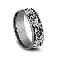 The Prince Men's Wedding Band in Grey Tantalum and Grey/Black Titanium - 7.5mm Width by Tantalum