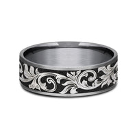 The Prince Men's Wedding Band in Grey Tantalum and Grey/Black Titanium - 7.5mm Width by Tantalum