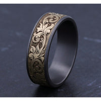 The Prince Men's Wedding Band in Grey Tantalum and Yellow Gold - 7.5mm Width by Ammara Stone