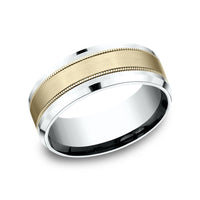 The Professor Men's Wedding Band in 14K White and Yellow Gold - 8mm Width by Benchmark