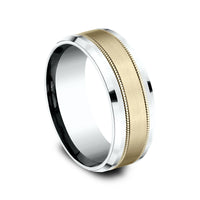 The Professor Men's Wedding Band in 14K White and Yellow Gold - 8mm Width by Benchmark