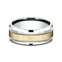 The Professor Men's Wedding Band in 14K White and Yellow Gold - 8mm Width by Benchmark