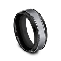 The Professor Men's Wedding Band in Black Titanium and Grey Tantalum - 8mm Width by Tantalum