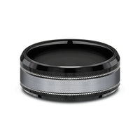 The Professor Men's Wedding Band in Black Titanium and Grey Tantalum - 8mm Width by Tantalum
