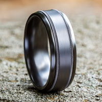 The Professor Men's Wedding Band in Black Titanium and Grey Tantalum - 8mm Width by Tantalum