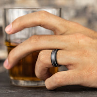 The Professor Men's Wedding Band in Black Titanium and Grey Tantalum - 8mm Width by Tantalum