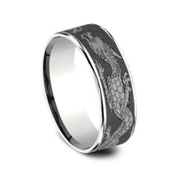 The Protector Men's Wedding Band in 14K White Gold and Darkened Tantalum - 7.5mm Width by Ammara Stone