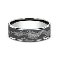 The Protector Men's Wedding Band in 14K White Gold and Darkened Tantalum - 7.5mm Width by Ammara Stone