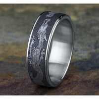 The Protector Men's Wedding Band in 14K White Gold and Darkened Tantalum - 7.5mm Width by Ammara Stone