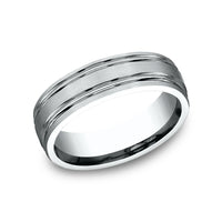 The Pulse Men's Wedding Band in 14K White Gold - 6.5mm Width by Benchmark