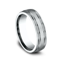 The Pulse Men's Wedding Band in 14K White Gold - 6.5mm Width by Benchmark