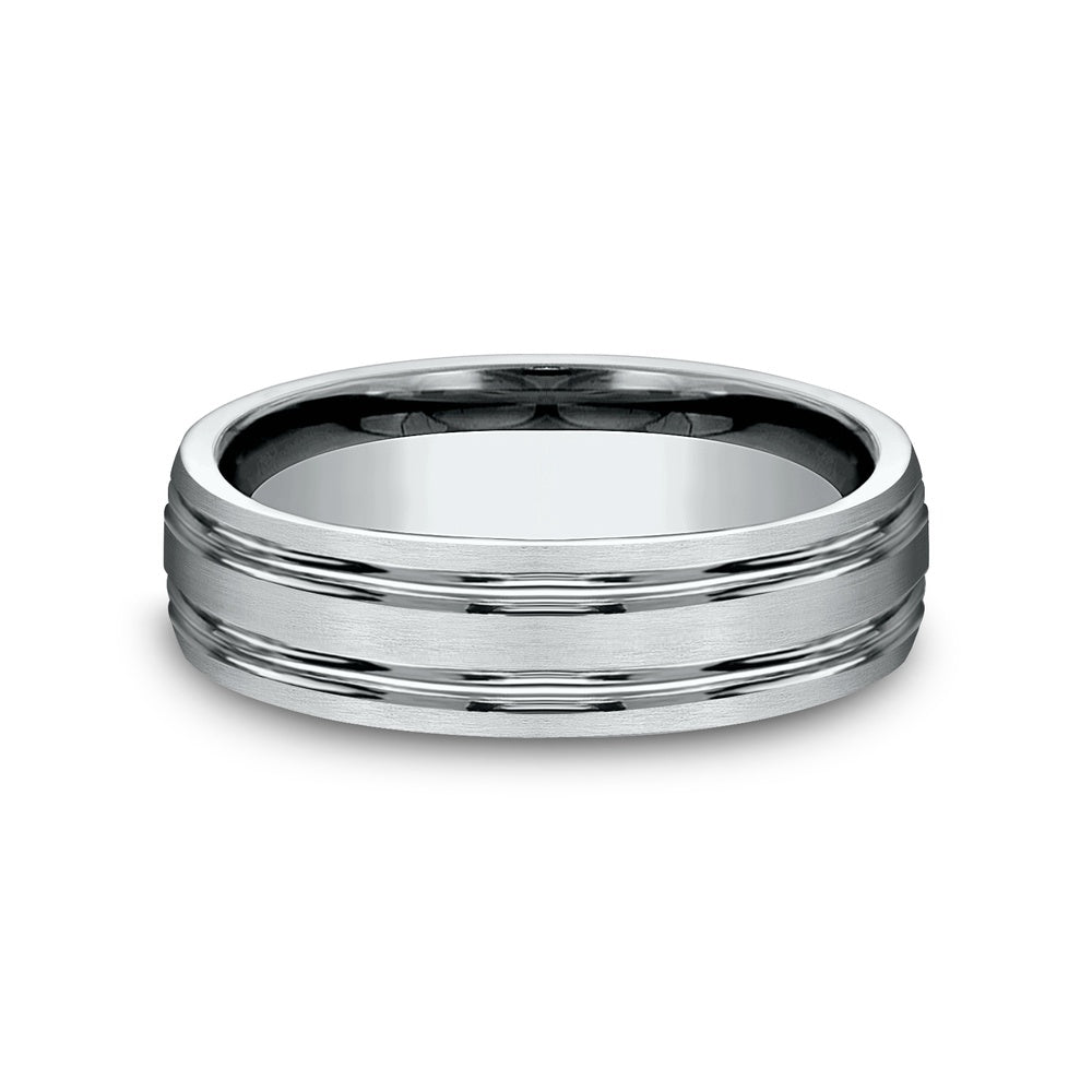 The Pulse Men's Wedding Band in 14K White Gold - 6.5mm Width by Benchmark