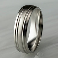 The Pulse Men's Wedding Band in 14K White Gold - 6.5mm Width by Benchmark