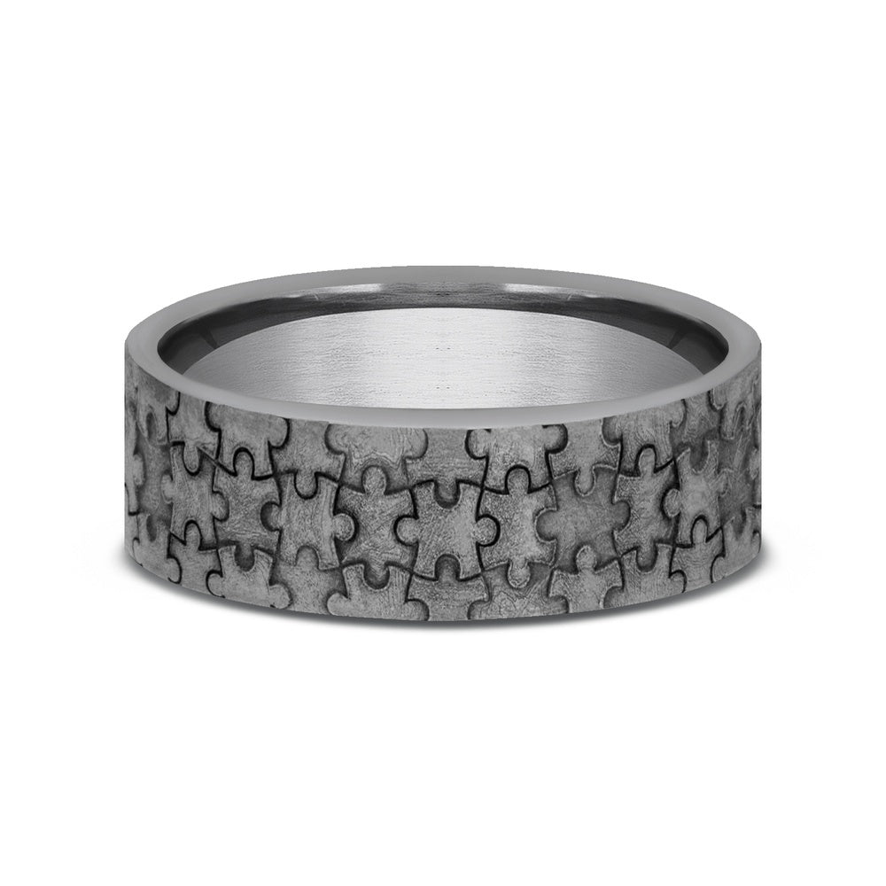 The Puzzle Men's Wedding Band in Grey Tantalum - 7mm Width by Tantalum
