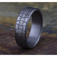 The Puzzle Men's Wedding Band in Grey Tantalum - 7mm Width by Tantalum