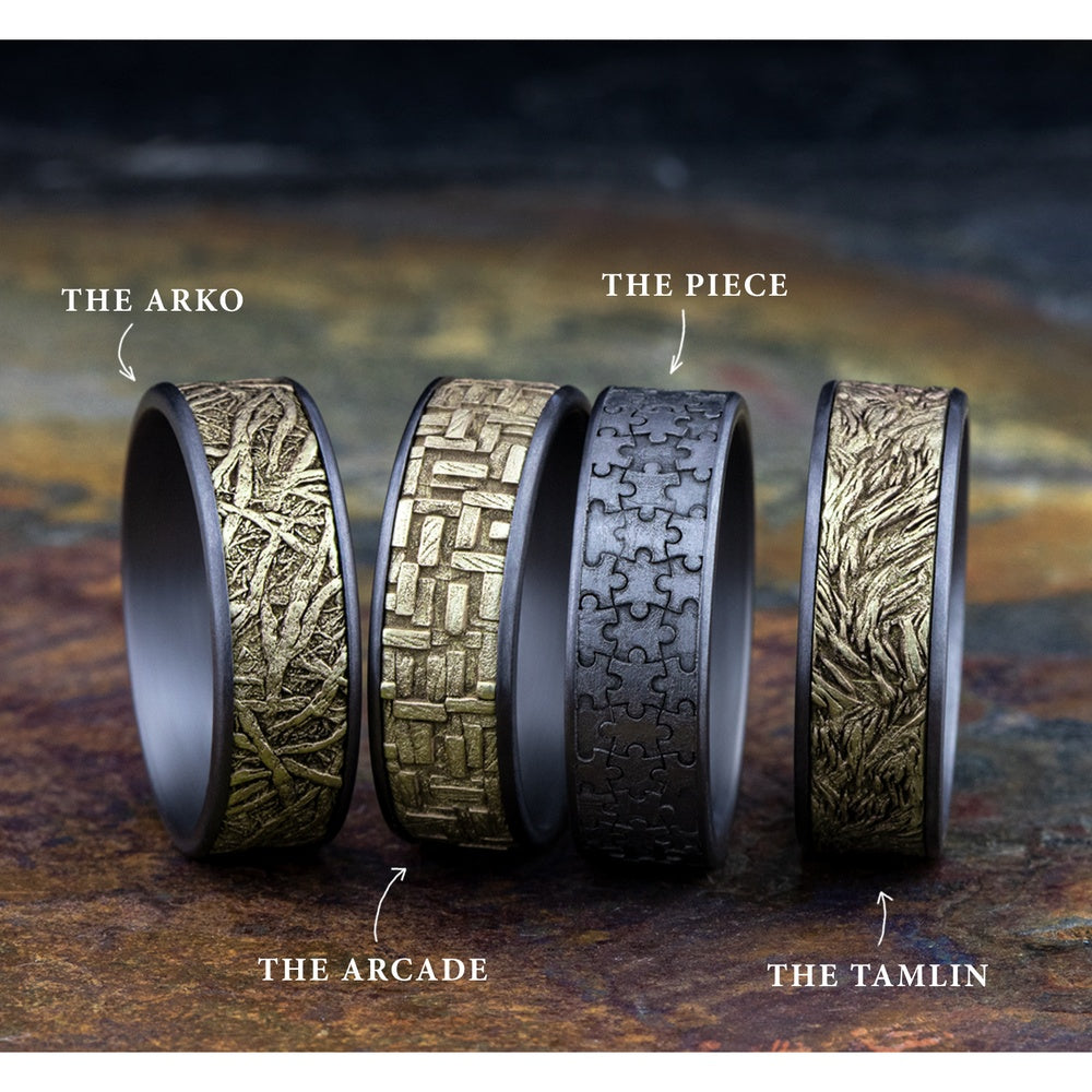 The Puzzle Men's Wedding Band in Grey Tantalum - 7mm Width by Tantalum