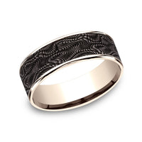 The Python Men's Wedding Band in 14K Rose Gold and Grey Tantalum - 7.5mm Width by Ammara Stone