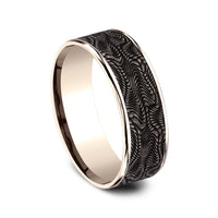 The Python Men's Wedding Band in 14K Rose Gold and Grey Tantalum - 7.5mm Width by Ammara Stone