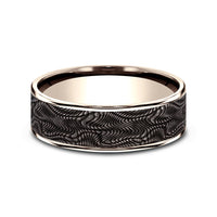 The Python Men's Wedding Band in 14K Rose Gold and Grey Tantalum - 7.5mm Width by Ammara Stone