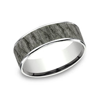 The Rainier Men's Wedding Band in 14K White Gold and Grey Tantalum - 7.5mm Width by Ammara Stone