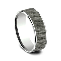 The Rainier Men's Wedding Band in 14K White Gold and Grey Tantalum - 7.5mm Width by Ammara Stone