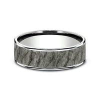 The Rainier Men's Wedding Band in 14K White Gold and Grey Tantalum - 7.5mm Width by Ammara Stone