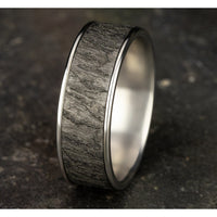 The Rainier Men's Wedding Band in 14K White Gold and Grey Tantalum - 7.5mm Width by Ammara Stone