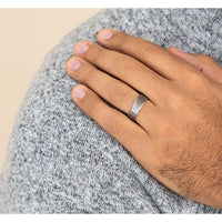 The Rainier Men's Wedding Band in 14K White Gold and Grey Tantalum - 7.5mm Width by Ammara Stone
