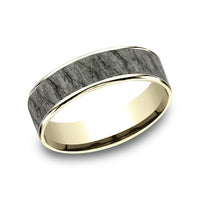 The Rainier Men's Wedding Band in 14K Yellow Gold and Grey Tantalum - 6.5mm Width by Ammara Stone