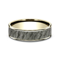 The Rainier Men's Wedding Band in 14K Yellow Gold and Grey Tantalum - 6.5mm Width by Ammara Stone