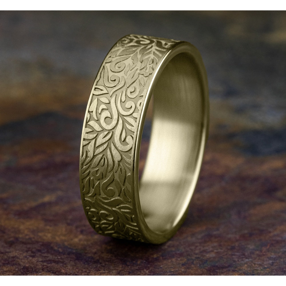 The Ranch Men's Wedding Band in 14K Yellow Gold - 7mm Width by Benchmark