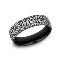 The Ranch Men's Wedding Band in Grey and Black Titanium - 6.5mm Width by Forge