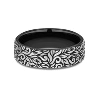 The Ranch Men's Wedding Band in Grey and Black Titanium - 6.5mm Width by Forge