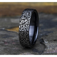 The Ranch Men's Wedding Band in Grey and Black Titanium - 6.5mm Width by Forge